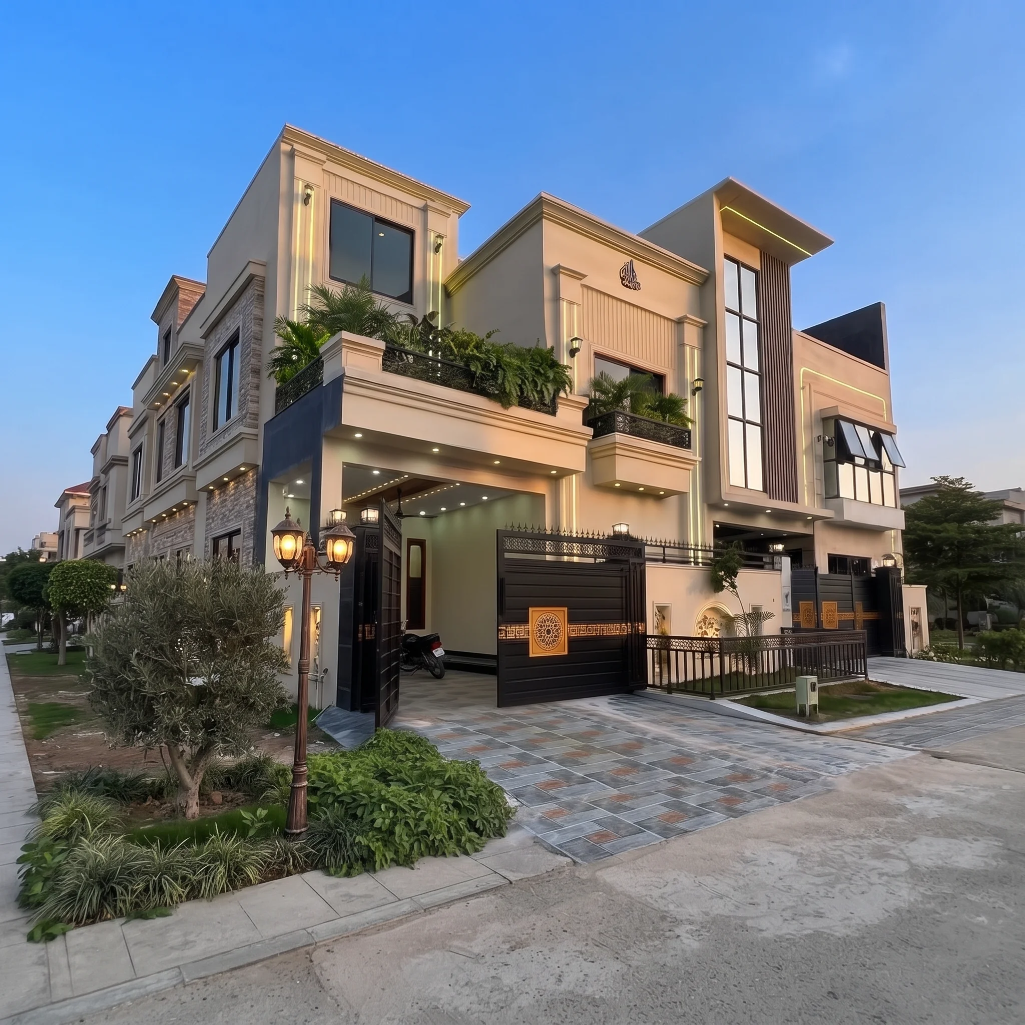 Modern custom home built by Anchorstone with gold accent finishes